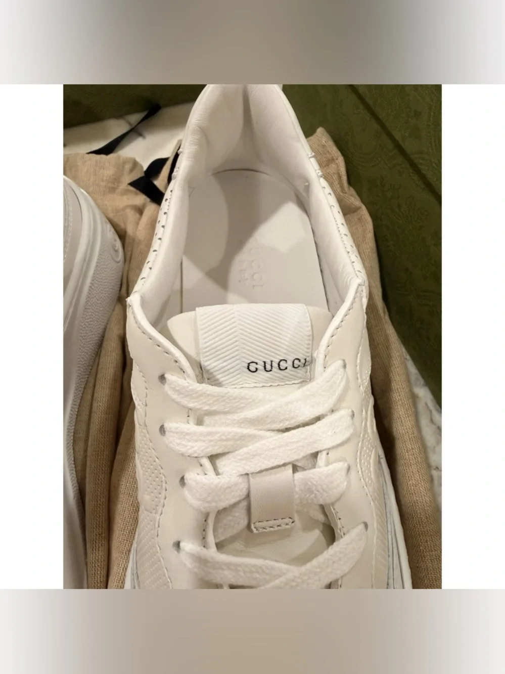 Gucci Off-White Leather Platform Sneakers - Picture 3 of 5